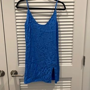 Blue leopard print mini dress